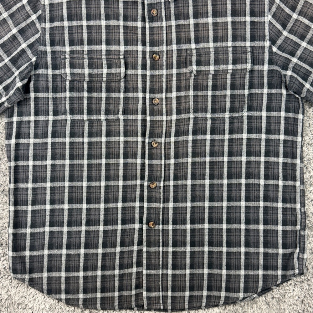 Outdoor Life Men's Size L Plaid Flannel Long Sleeve Button Up Shirt Gray White - Picture 6 of 10